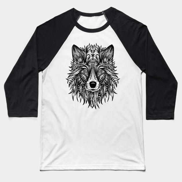 Mandala Wolf Baseball T-Shirt by Urban_Vintage